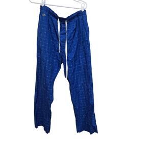 Lacoste Crocodile Print Cotton Lounge Sleep Pants Blue Mens L